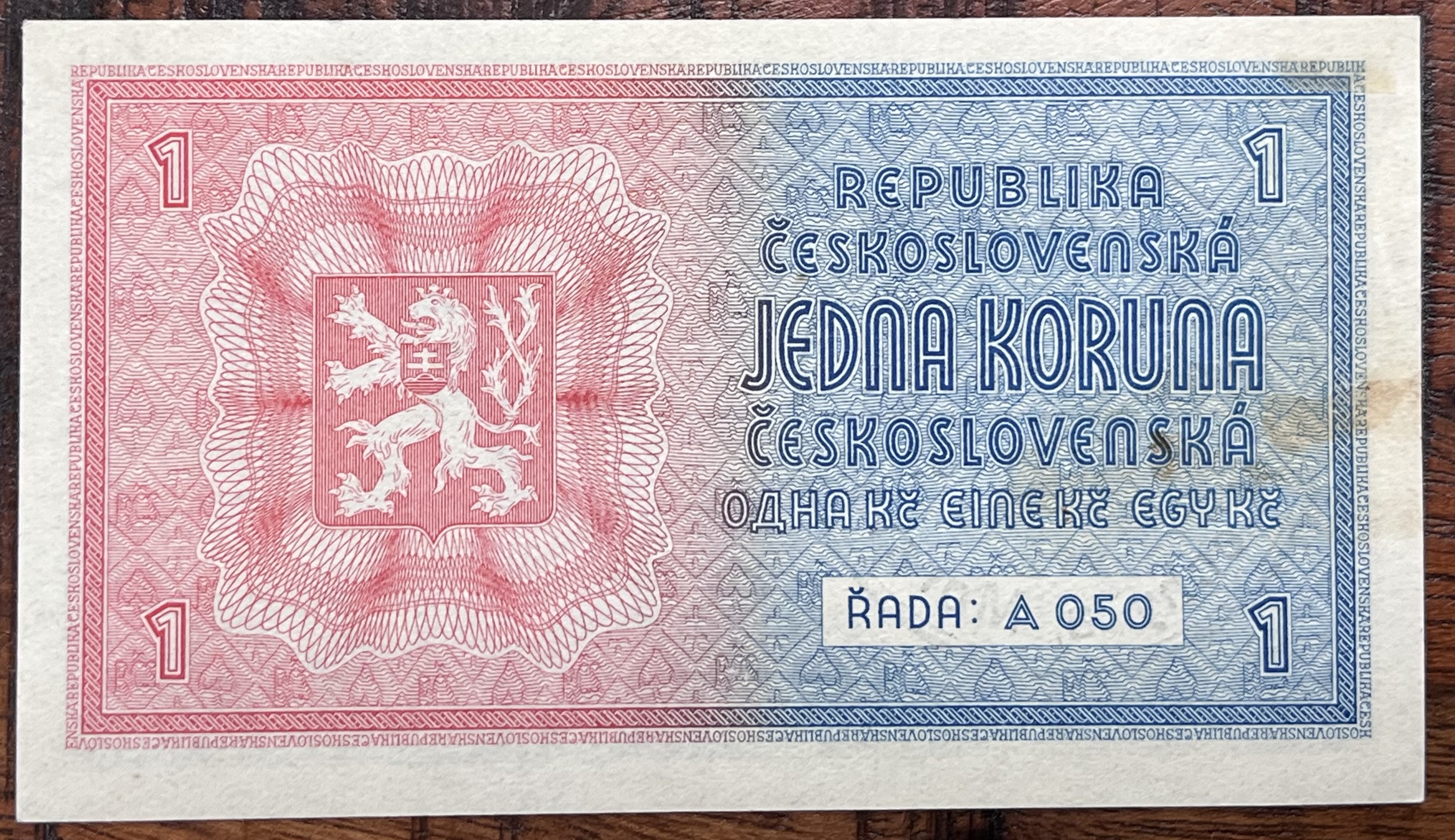 Československo - 1 Koruna by- 1938/40 - A50 - přetisk