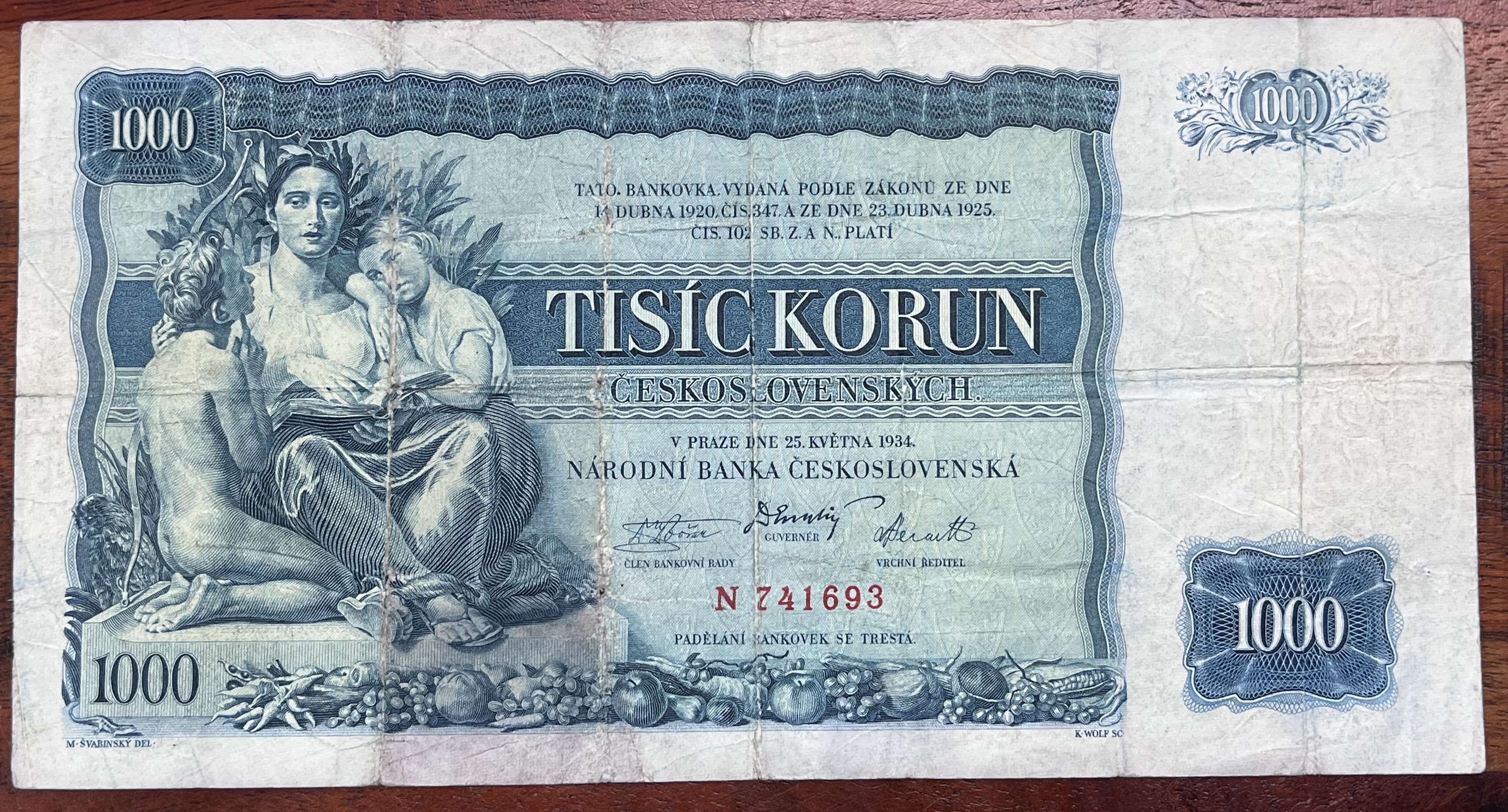 Československo - 1000 korun - 1934 - N