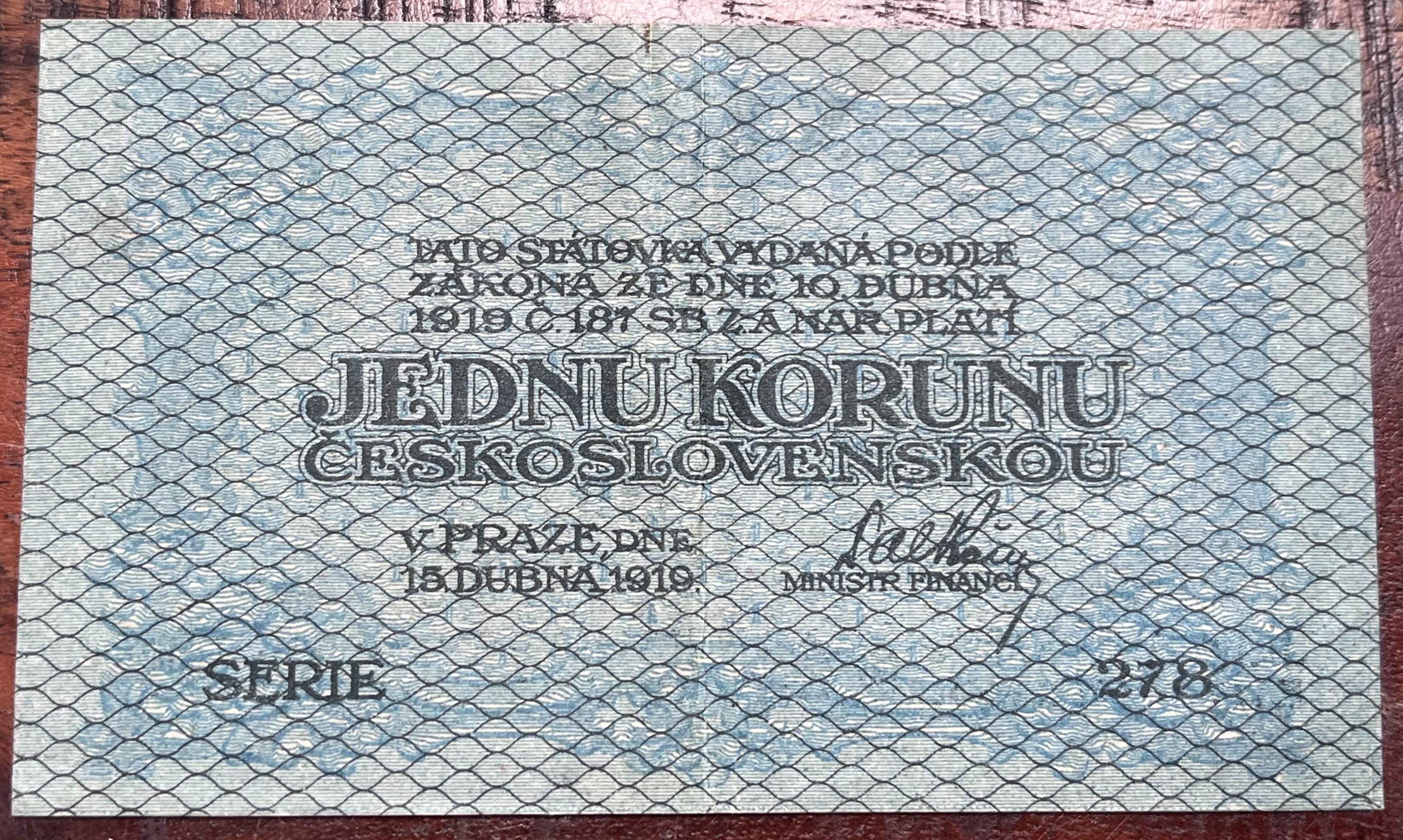 Československo - 1 Koruna - 1919 - 278