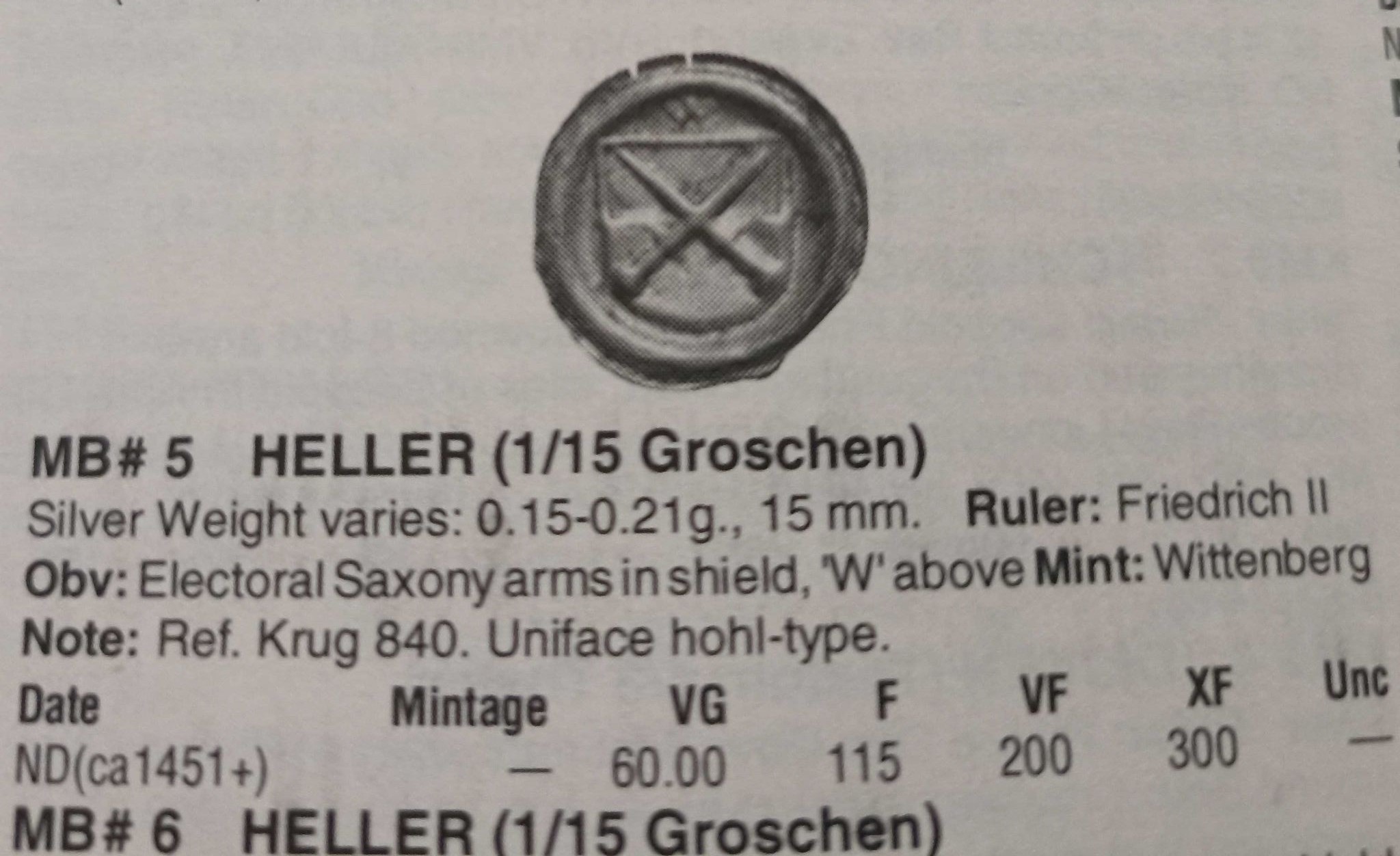 1 Heller (1/15 Míšenského groše) Friedrich II. (1426 - 1464)