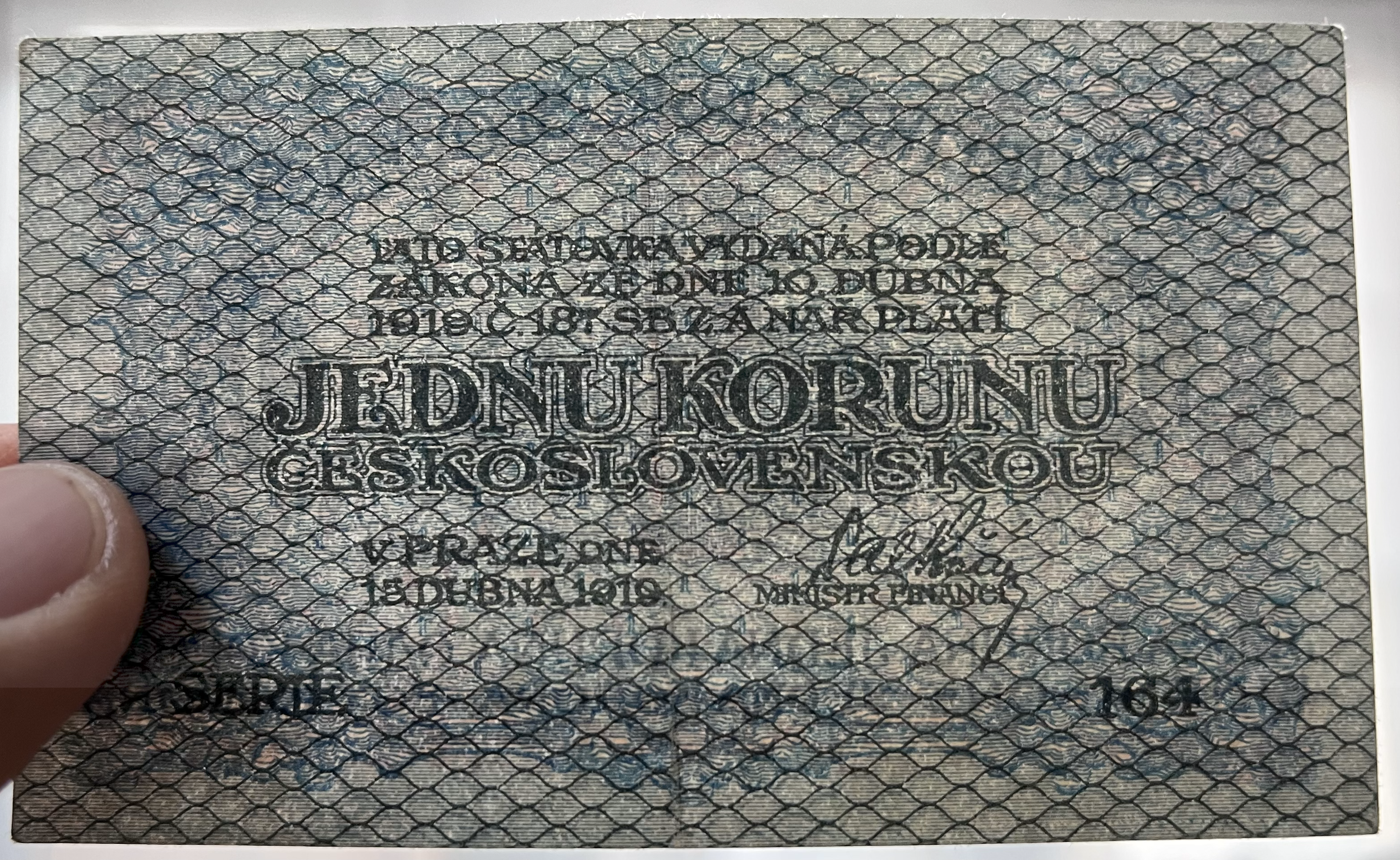 Československo -1 korun, 1919, 164