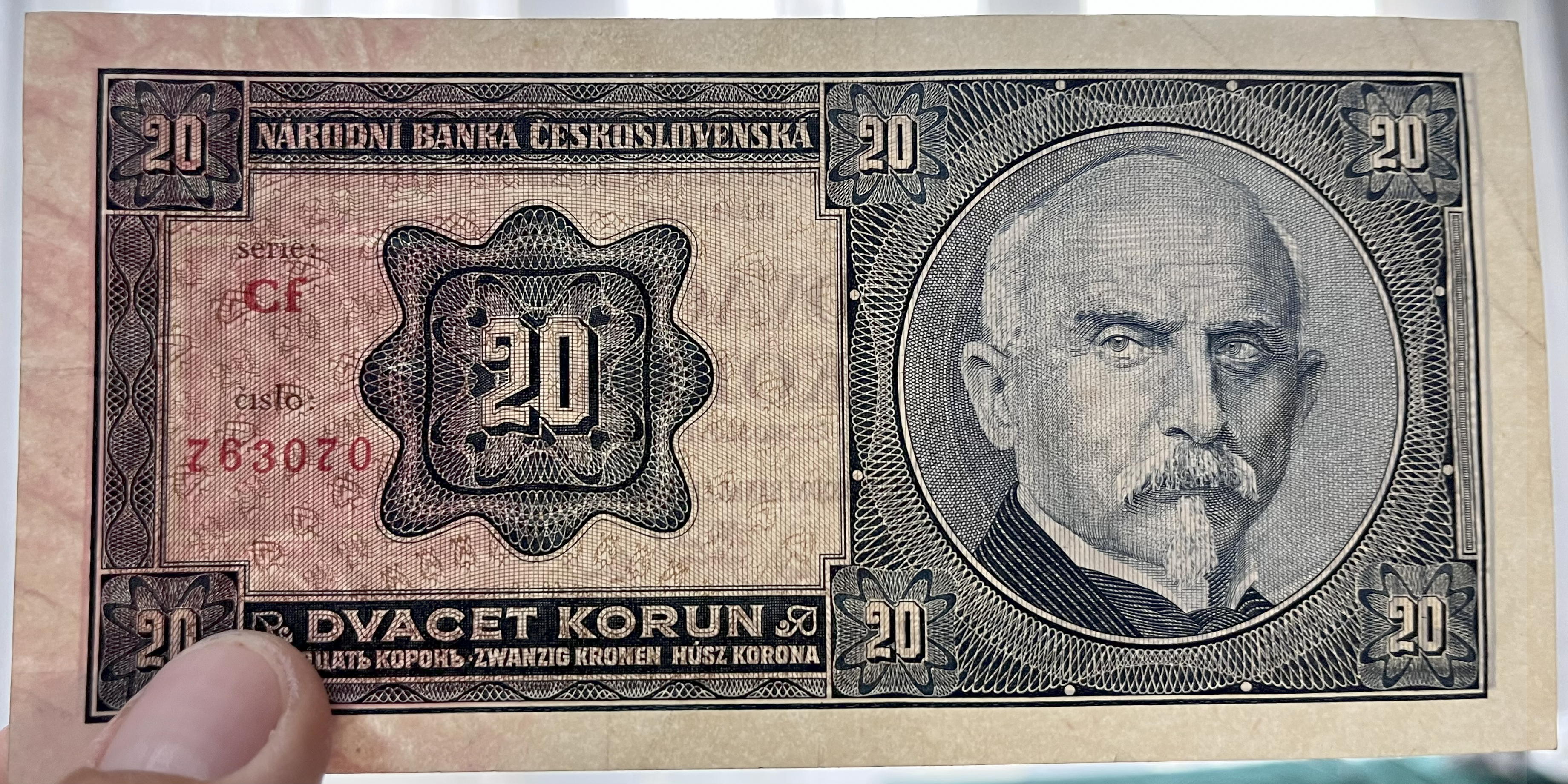 Československo -20 korun, 1926, Rašín, Cf