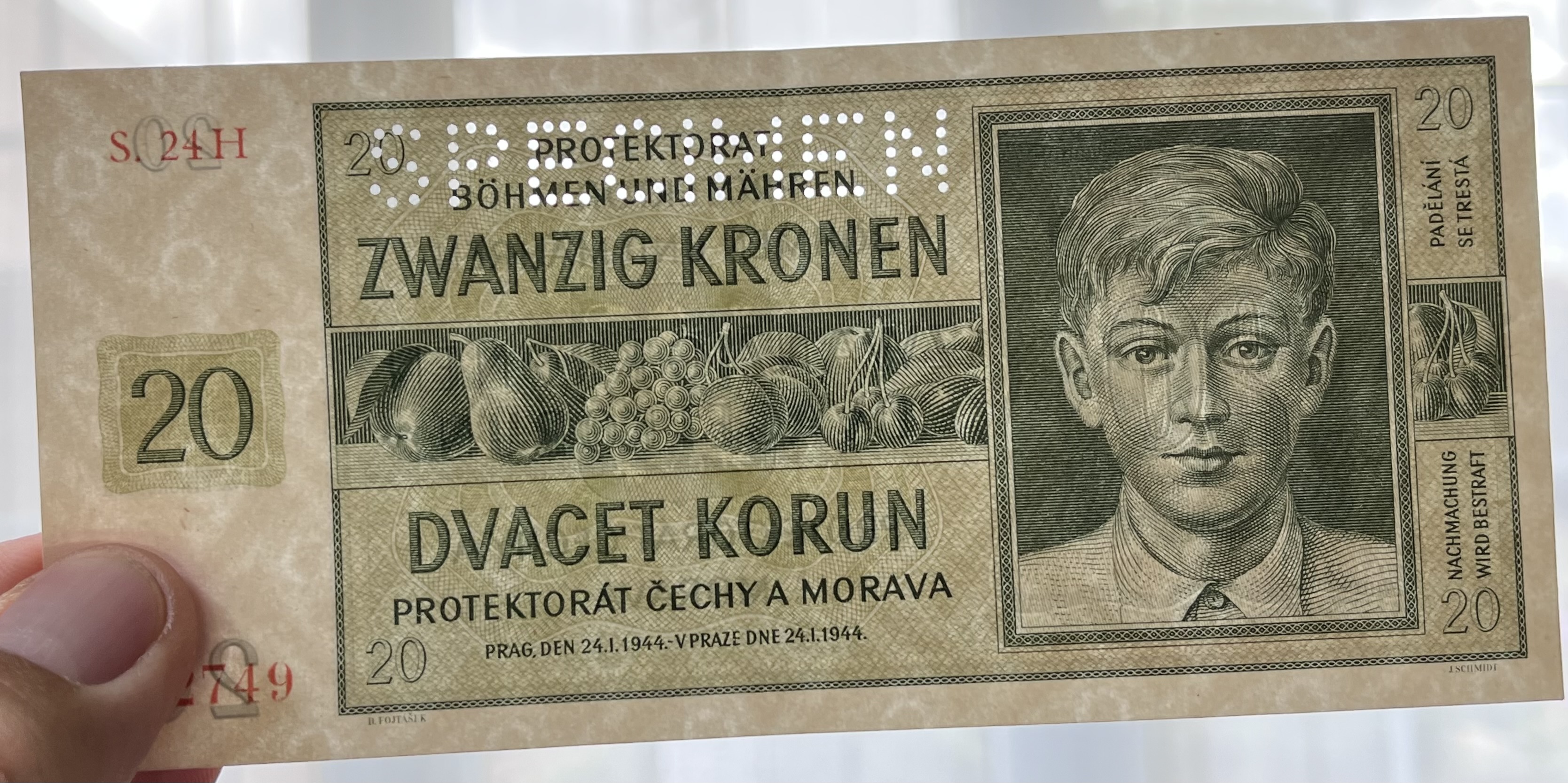 Československo -20 korun, 1944, H 24