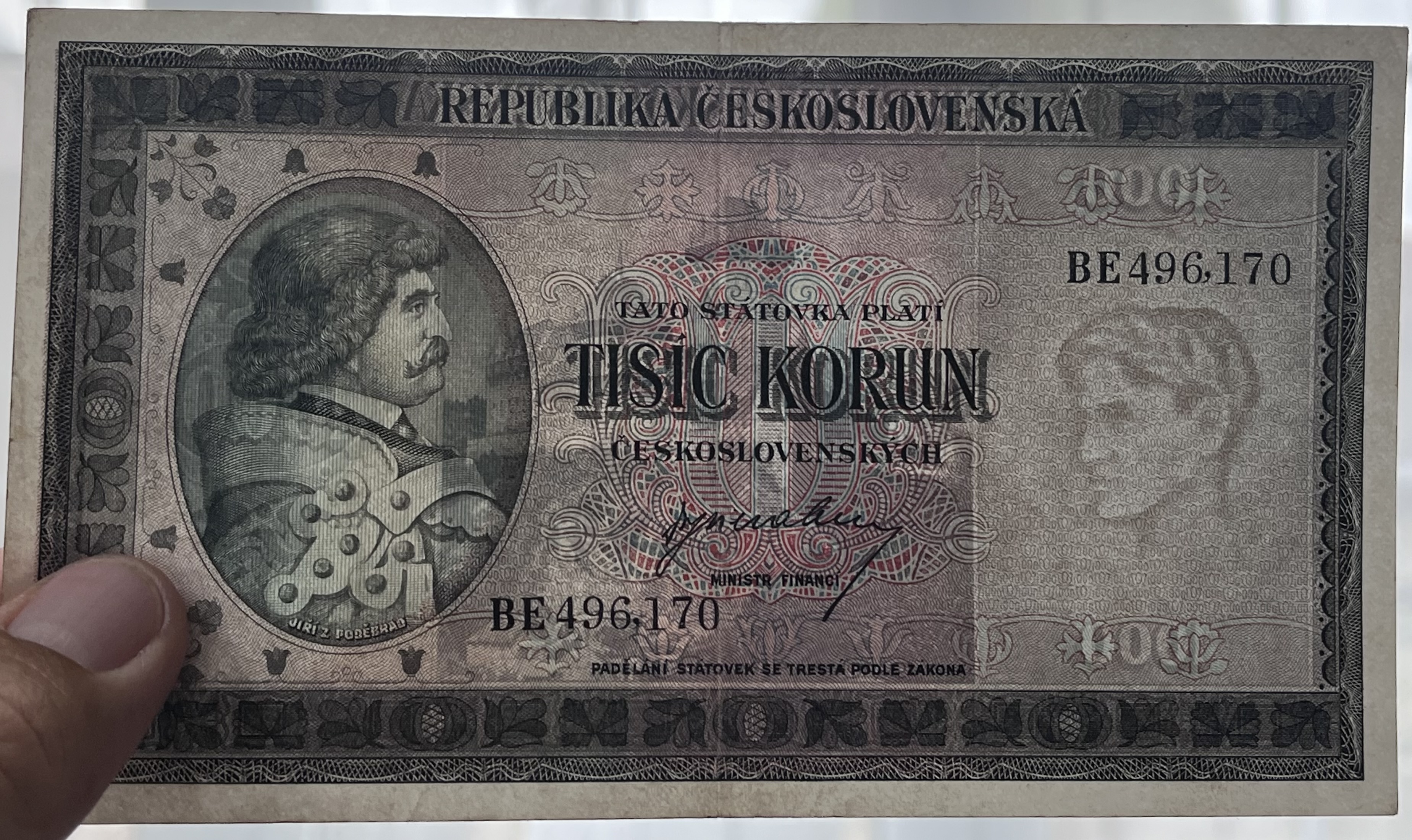 Československo -1000 korun, 1945, BE