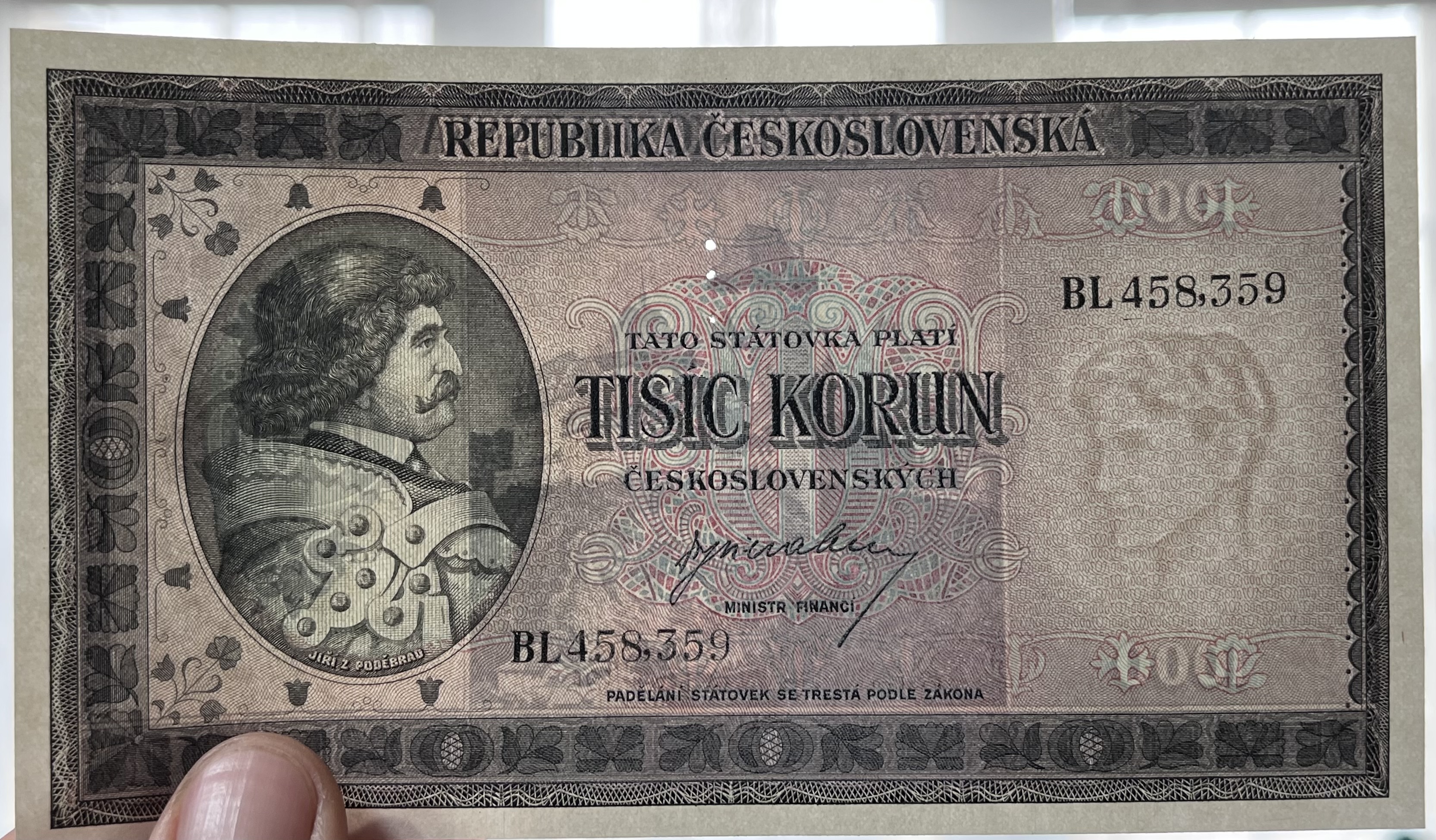 Československo - 1000 kčs - 1945 bez data - BL - Specimen