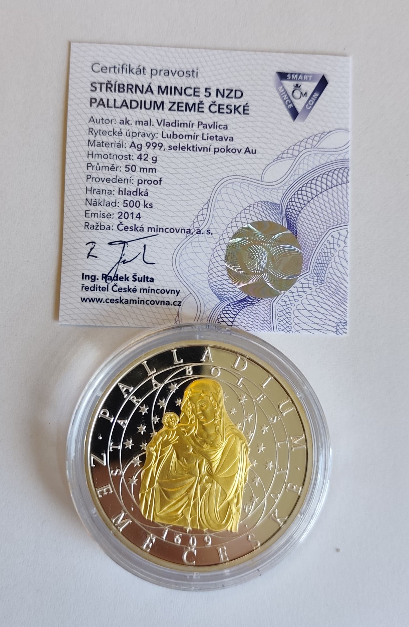 2014 - Stříbrná mince 5 NZD Palladium země české - Proof