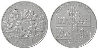 200 Kč 2020. Pamětní stříbrná mince k 600. výročí vydání čtyř pražských artikulů - BK