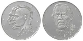 200 Kč 2019. Pamětní stříbrná mince ke 150. výročí narození Aleše Hrdličky - PROOF