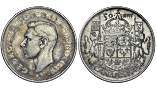 Kanada - 50 centů 1945, George VI *AG*