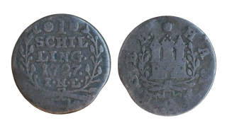 Německo - 1 Šiling 1727 Hamburk (1g - 17mm)