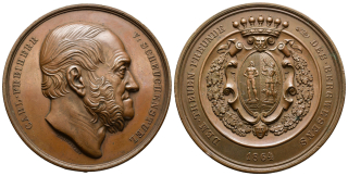 RAKOUSKO, AE medaile, 1864 CARL. FREIHERR V:C. RADITZKY