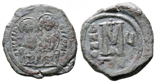Byzantská říše - Justinian II a Sophia, Follis nebo 40 Nummi AE (13,68g/31mm) 565 - 578 n.l..