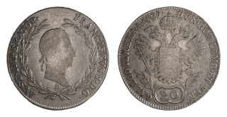 Rakousko - 20 krejcar 1829B, 6,56g