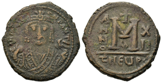 Byzantská říše - Maurice Tiberius (582-602). AE 40 Nummi (29mm, 12g).