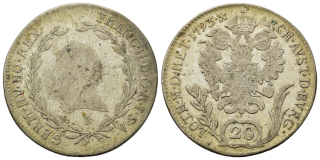 Rakousko - Franz II (1792-1835). stříbro 20 Kreuzer 1793 B