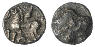 Keltové Bójové - obol typu stylizovaný jezdec / lyra, západní střední Slovensko a severní Maďarsko, 0,93 g a 9,4 - 9,8 mm