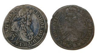 Habsburg - 3 Krejcar , 1696, Leopold I CB břeh-opis
