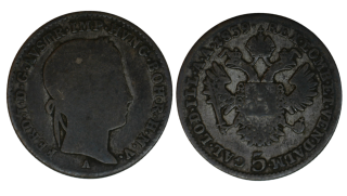 Habsburg - 5 Krejcar , 1839, Ferdinand A