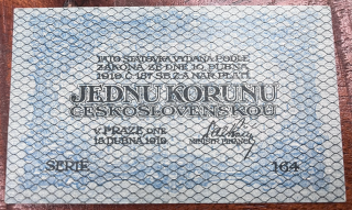 Československo -1 korun, 1919, 164