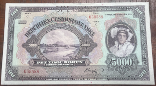 Československo -5000 korun, 1920, C, AUNC