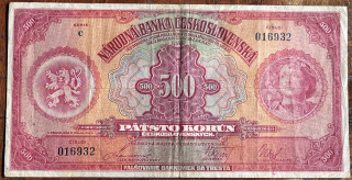 Československo -500 korún, 1929, C