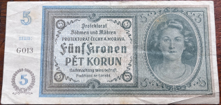 Československo -5 korun, 1940, G13