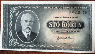 Československo -100 korun, 1945, PN, UNC
