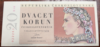 Československo -20 korun, 1949, B 44