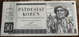 Československo -50 korún , 1950, B 37, UNC