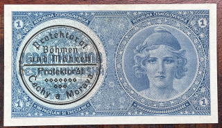 Československo - 1 Koruna by- 1938/40 - A50 - přetisk