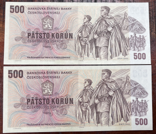 Československo - 5OO kčs - 1973 - U - postupka (2ks UNC)