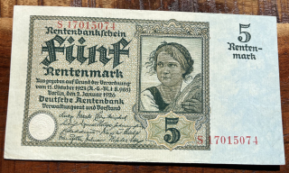 Německo - 5 Rentenmark 1926 S Geldschein, 1926-01-25