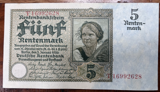Deutschland 5 Rentenmark 1926 T Geldschein, 1926-01-25 AUNC