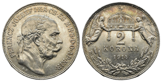 Maďarsko - 2 koruny 1914 KB, František Josef I.