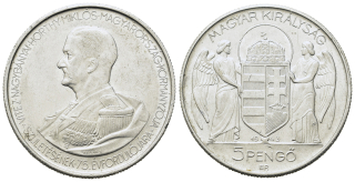 Maďarsko – Miklós Horthy, 5 pengő, 1943