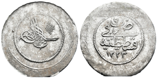 Osmanská říše – Konstantinopol, Mahmud II. (1808–1839), stříbrný kuruš, rok 6 (AH 1229).