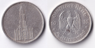 Německo - 5 Mark 1935 A kostel