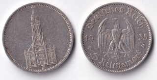 Německo - 5 Mark 1935 A kostel