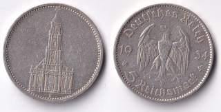 Německo - 5 Mark 1935 A kostel