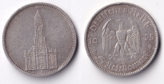 Německo - 5 Mark 1935 A kostel