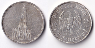 Německo - 5 Mark 1935 A kostel