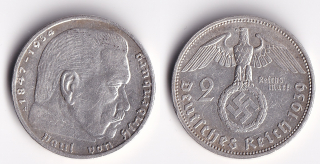 Německo - 2 Mark 1939 A, Hindemburg