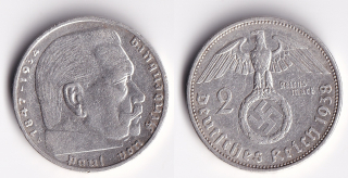 Německo - 2 Mark 1938 A, Hindemburg