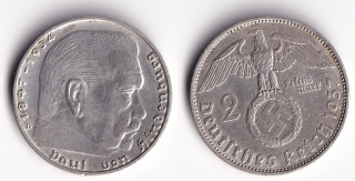 Německo - 2 Mark 1937 D, Hindemburg