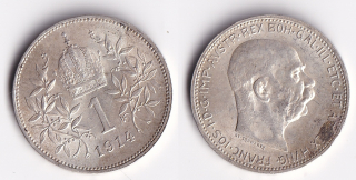 Rakousko - 1 koruna 1914, František Josef I.