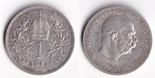 Rakousko - 1 koruna 1914, František Josef I.
