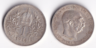 Rakousko - 1 koruna 1914, František Josef I.