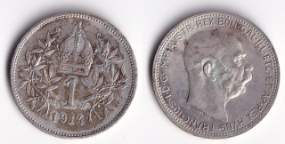 Rakousko - 1 koruna 1914, František Josef I.