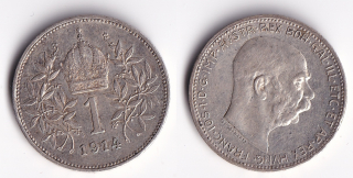 Rakousko - 1 koruna 1914, František Josef I.