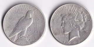 USA - 1 Dollar 1922 S Peace Dollar – stříbrná mince